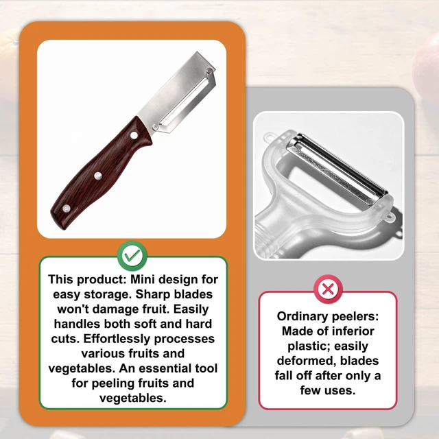 Alt view image 4 of 7 - Multifunctional Vegetable Peeler with Wooden Handle and Bottle Opener, Stainless Steel Blade Non-Slip Kitchen Peeler for Potato Apple Pumpkin and Zucchini Fruits & Veggie Easy Peeling Tool