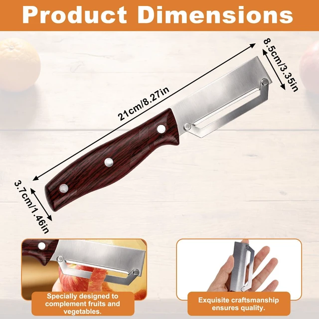 Alt view image 2 of 7 - Multifunctional Vegetable Peeler with Wooden Handle and Bottle Opener, Stainless Steel Blade Non-Slip Kitchen Peeler for Potato Apple Pumpkin and Zucchini Fruits & Veggie Easy Peeling Tool