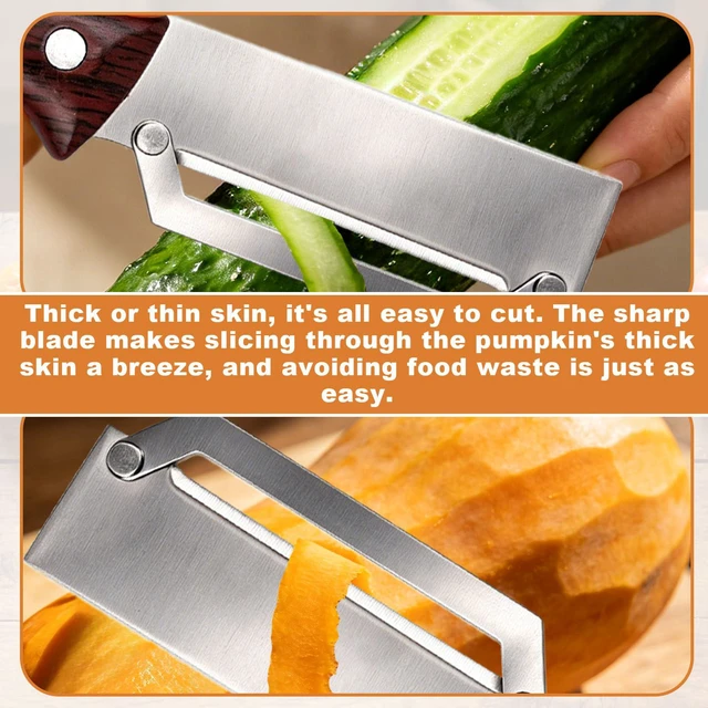 Alt view image 6 of 7 - Multifunctional Vegetable Peeler with Wooden Handle and Bottle Opener, Stainless Steel Blade Non-Slip Kitchen Peeler for Potato Apple Pumpkin and Zucchini Fruits & Veggie Easy Peeling Tool