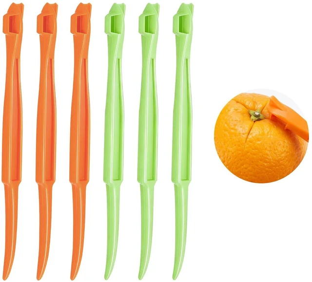 Main image of 6 Pcs Orange Peeler Tools, Plastic Citrus Peel Cutter | Stick Orange Peelers Compact Design, Easy Fruit Peel Cutter with Long Handle (Green + Orange)