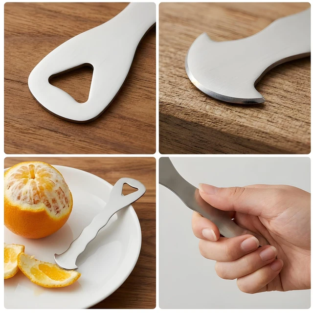 Alt view image 4 of 7 - Orange Peeler Tool 2 Pack Stainless Steel Citrus Peeler for Oranges | Grapefruits, Lemons Ergonomic Fruit Skin Remover & Slicer