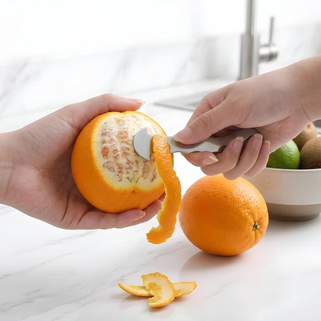 Alt view image 7 of 7 - Orange Peeler Tool 2 Pack Stainless Steel Citrus Peeler for Oranges | Grapefruits, Lemons Ergonomic Fruit Skin Remover & Slicer