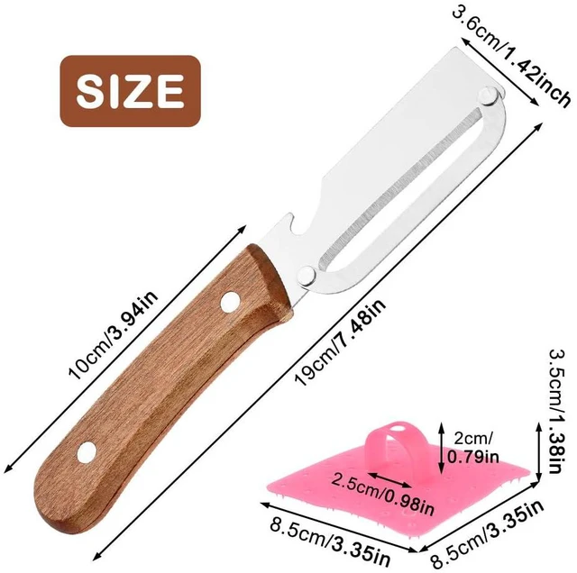 Alt view image 2 of 7 - 2-in-1 Vegetable Peeler Set, Vegetable Scrubber Brush, 2 Pack | 2-in-1 peeler with stainless steel blade, scrubber brush, and bottle opener for easy fruit and vegetable prep.