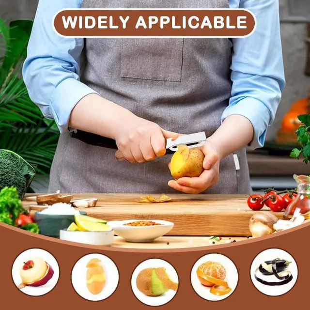 Alt view image 4 of 7 - 2-in-1 Vegetable Peeler Set, Vegetable Scrubber Brush, 2 Pack | 2-in-1 peeler with stainless steel blade, scrubber brush, and bottle opener for easy fruit and vegetable prep.