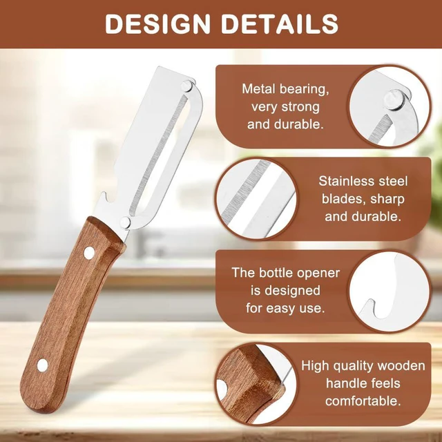 Alt view image 3 of 7 - 2-in-1 Vegetable Peeler Set, Vegetable Scrubber Brush, 2 Pack | 2-in-1 peeler with stainless steel blade, scrubber brush, and bottle opener for easy fruit and vegetable prep.
