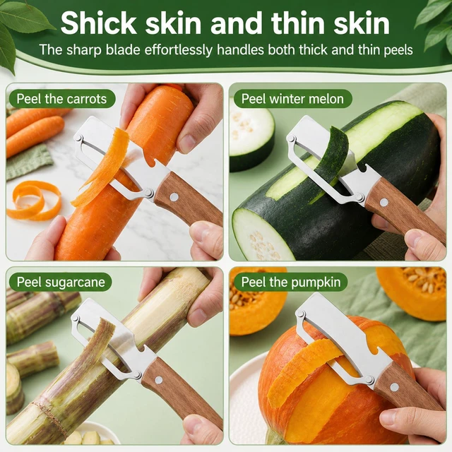Alt view image 6 of 7 - 2 In 1 Stainless Steel Multi Functional Kitchen Vegetable Peeler | with Ergonomic Handle and Bottle Opener Kitchen Tool for Fruit Veggie Pumpkin Papaya Zucchini Peeling Potato Carrot (1)