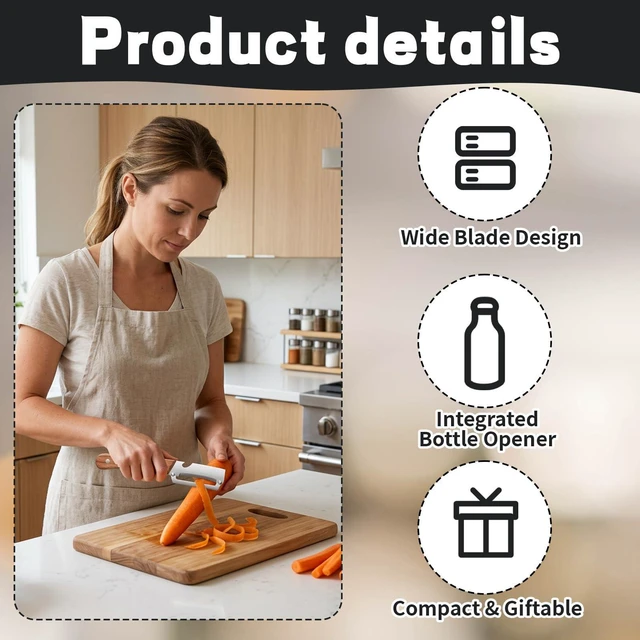 Alt view image 3 of 7 - 2PCS Multifunctional Vegetable Peeler, Vegetable Cutter Peeler Zero Snag Wooden Kitchen Tool for Efficient Food Preparation, Peelers For Kitchen and Peeler Knife Set