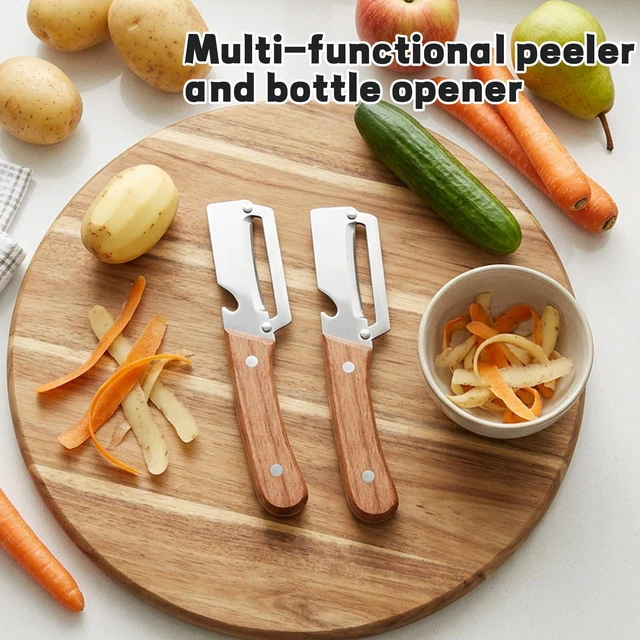 Alt view image 4 of 7 - 2PCS Multifunctional Vegetable Peeler, Vegetable Cutter Peeler Zero Snag Wooden Kitchen Tool for Efficient Food Preparation, Peelers For Kitchen and Peeler Knife Set