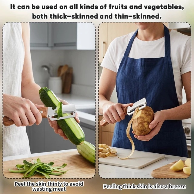 Alt view image 5 of 7 - 2PCS Multifunctional Vegetable Peeler, Vegetable Cutter Peeler Zero Snag Wooden Kitchen Tool for Efficient Food Preparation, Peelers For Kitchen and Peeler Knife Set