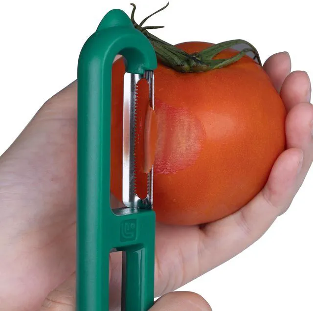 Alt view image 3 of 7 - 3-Piece Vegetable Peeler Set - Straight, Serrated & Julienne Y-Peeler, Dishwasher Safe, Ideal for Veggies & Fruits, Green