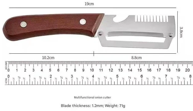 Alt view image 3 of 5 - Multifunctional Vegetable Peeler with Wooden Handle, Stainless Steel Blade, 2 in 1 Design with Bottle Opener, for Fruits and Vegetables