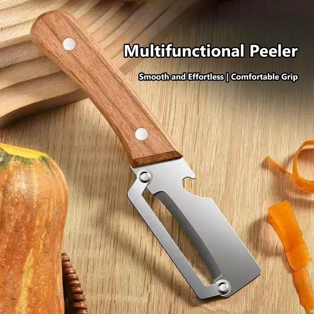 Alt view image 2 of 7 - Premium Vegetable Peeler with Wooden Handle and Bottle Opener, Multifunctional Vegetable Peeler for Kitchen,Designed for Peeling Various Fruits and Vegetables(1pcs)