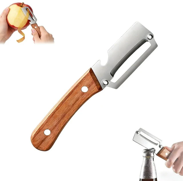 Main image of Premium Vegetable Peeler with Wooden Handle and Bottle Opener, Multifunctional Vegetable Peeler for Kitchen,Designed for Peeling Various Fruits and Vegetables(1pcs)