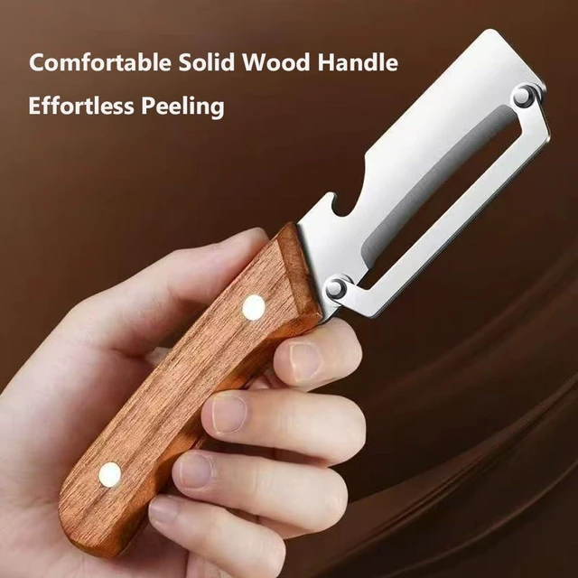 Alt view image 5 of 7 - Premium Vegetable Peeler with Wooden Handle and Bottle Opener, Multifunctional Vegetable Peeler for Kitchen,Designed for Peeling Various Fruits and Vegetables(1pcs)