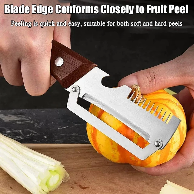 Alt view image 5 of 7 - Vegetable Peeler - Wooden Handle Stainless Steel Multi-functional Peeler
