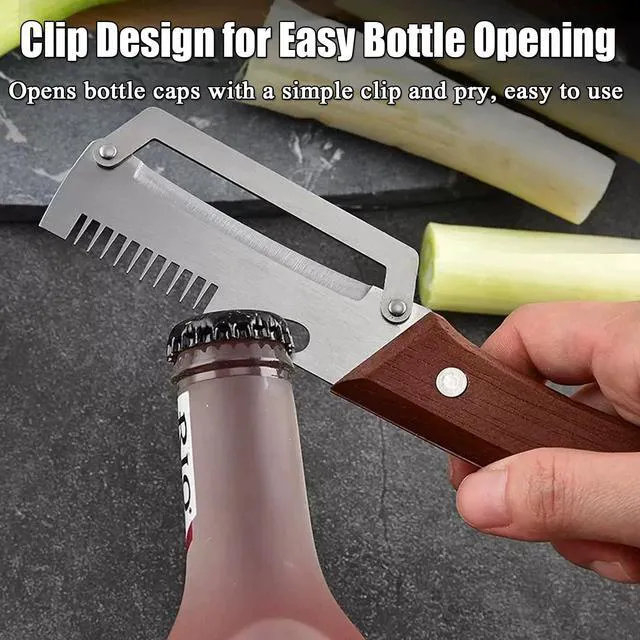 Alt view image 6 of 7 - Vegetable Peeler - Wooden Handle Stainless Steel Multi-functional Peeler