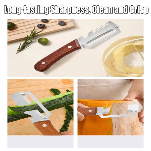 Alt view image 7 of 7 - Vegetable Peeler - Wooden Handle Stainless Steel Multi-functional Peeler