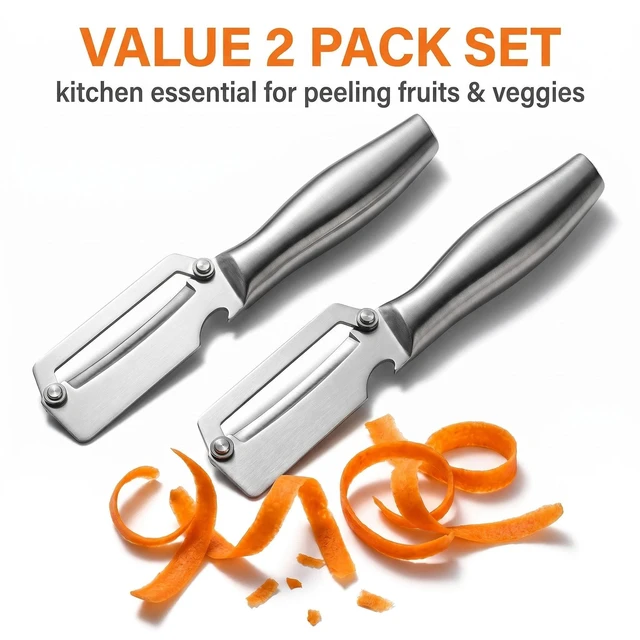 Alt view image 7 of 7 - 2-Pack Stainless Steel Vegetable Peeler Set - Professional Peelers, Commercial Grade Fruit & Vegetable Peelers for Kitchen, Dishwasher Safe, Rust Resistant