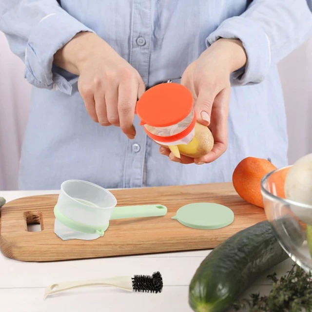 Alt view image 3 of 7 - 2Pcs Peeler with Container, Fruit and Vegetable Enclosed Peeler with Storage Box, Double-Sided Pee-ler Gadgets with Cleaning Brush, for Home Kitchen Restaurant(COLOR:green+orange)