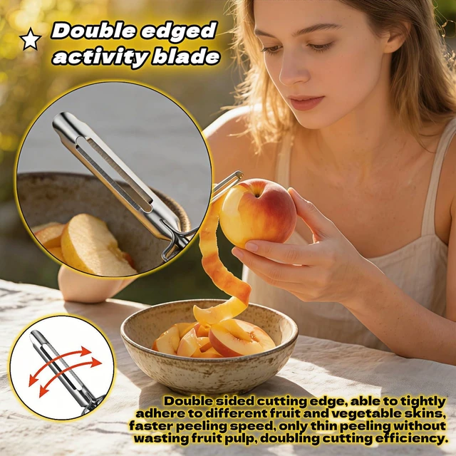 Alt view image 5 of 7 - Professional Stainless Steel Vegetable Peeler - Old-School Rotary Blade for Potatoes, Carrots & Apples | Ergonomic Handle, Eye Remover | Commercial-Grade Kitchen Tool for Home & Restaurant Use
