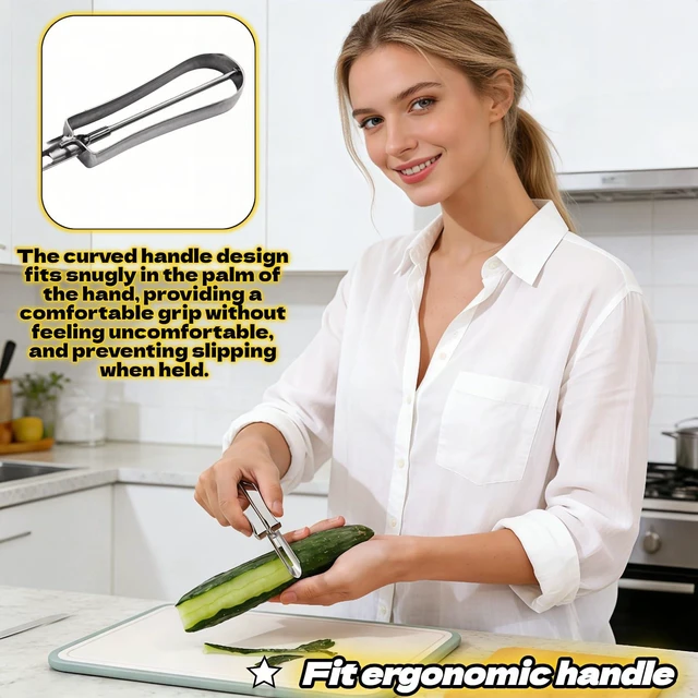 Alt view image 6 of 7 - Professional Stainless Steel Vegetable Peeler - Old-School Rotary Blade for Potatoes, Carrots & Apples | Ergonomic Handle, Eye Remover | Commercial-Grade Kitchen Tool for Home & Restaurant Use
