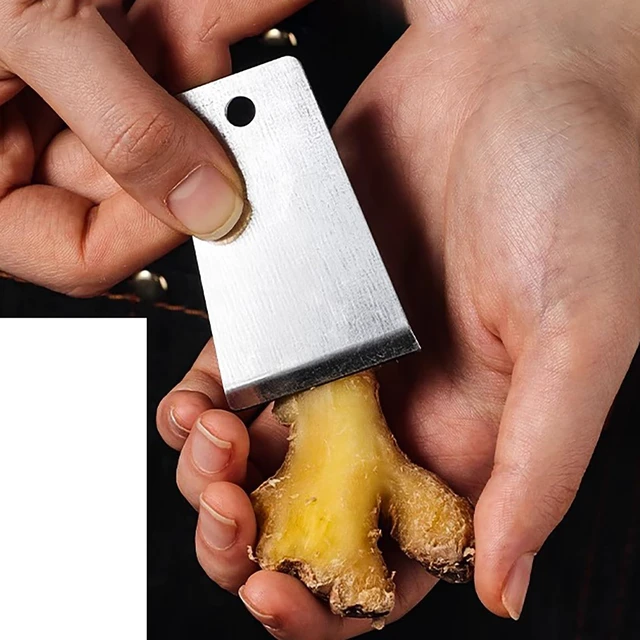 Alt view image 5 of 6 - Ginger Peel Remove Tools, 10 Pcs 2.2 Inch x 1.4 Inch Stainless Steel Peelings Knives for Ginger and Fruits (10)