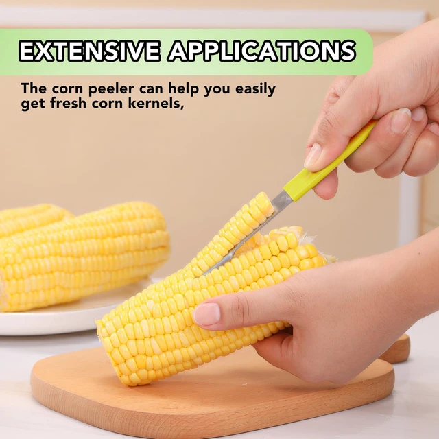Alt view image 2 of 7 - Corn Prep Peeler Stainless Steel Corn Stripping Tool Corn Cobber Remover Tools Cob Corn Stripper Thresher Quickly Remove Fresh & Boiled Corn Kernels Kitchen Gadget Chef Gift Idea (Yellow)