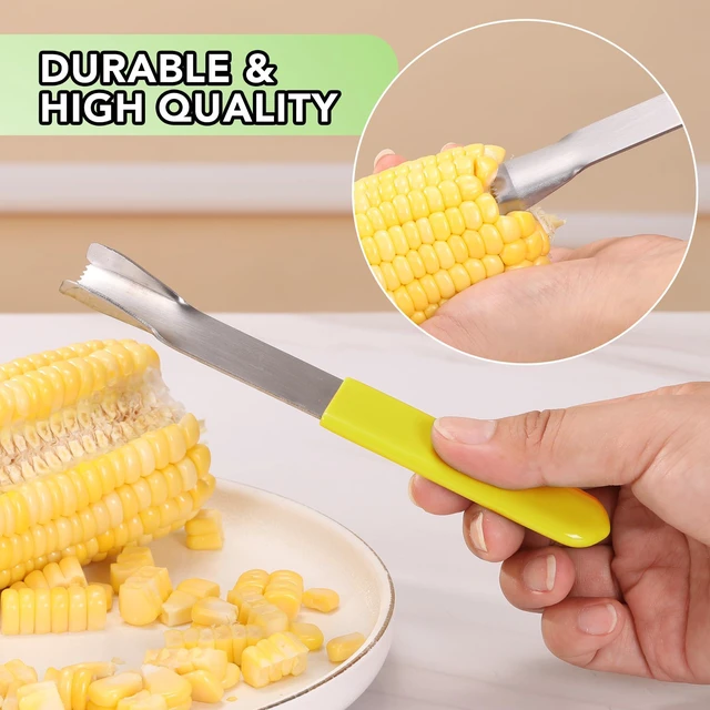 Alt view image 3 of 7 - Corn Prep Peeler Stainless Steel Corn Stripping Tool Corn Cobber Remover Tools Cob Corn Stripper Thresher Quickly Remove Fresh & Boiled Corn Kernels Kitchen Gadget Chef Gift Idea (Yellow)