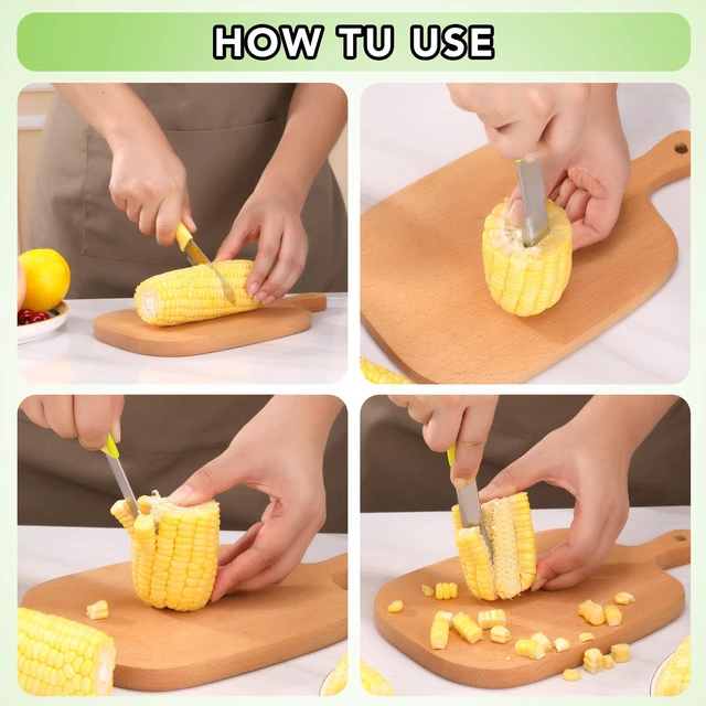 Alt view image 7 of 7 - Corn Prep Peeler Stainless Steel Corn Stripping Tool Corn Cobber Remover Tools Cob Corn Stripper Thresher Quickly Remove Fresh & Boiled Corn Kernels Kitchen Gadget Chef Gift Idea (Yellow)
