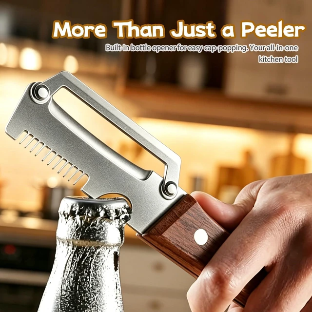 Alt view image 6 of 7 - Multifunctional Vegetable Peeler for Kitchen | New Premium Vegetable Peeler with Ergonomic Wooden Handler