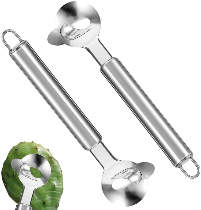 Main image of Spoon Cactus Peeler, Multi-Function Pelador De Nopales Con Espinas stainless Steel Cactus Peeler Tool Noodle Cutter With Hole With Long Handle For Kitchen Gadgets (2)