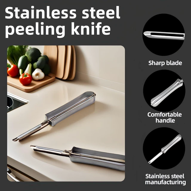 Alt view image 4 of 7 - Professional Stainless Steel Peeler - Swivel Blade, Ergonomic Handle, Potato Eye Remover - Commercial Grade Vegetable Peeler for Potatoes, Carrots, Apples - Dishwasher Safe