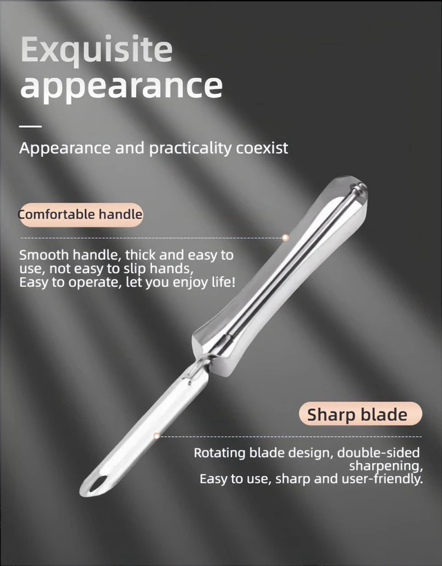 Alt view image 7 of 7 - Professional Stainless Steel Peeler - Swivel Blade, Ergonomic Handle, Potato Eye Remover - Commercial Grade Vegetable Peeler for Potatoes, Carrots, Apples - Dishwasher Safe