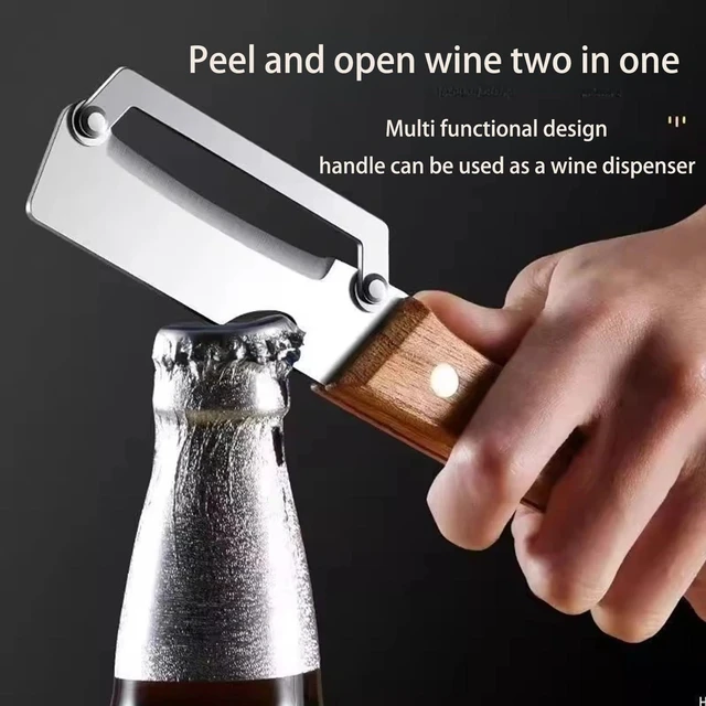 Alt view image 3 of 7 - Premium Vegetable Peeler with Wooden Handle and Bottle Opener,2-in-1 Stainless Steel Multifunctional Kitchen Gadget, Ideal for Apple Potato Carrot Pumpkin Papaya Fruit & Veggie Peeling (1 PCS)