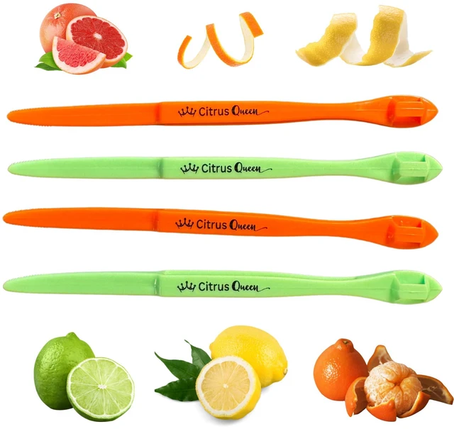 Main image of Citrus Peeler Tool 4 Pack Mixed Colors, Easy Orange Peeler for Fruit | Reusable citrus tool for oranges lemons limes grapefruit family snacks lunchboxes meal prep dishwasher safe