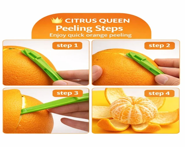 Alt view image 3 of 7 - Citrus Peeler Tool 4 Pack Mixed Colors, Easy Orange Peeler for Fruit | Reusable citrus tool for oranges lemons limes grapefruit family snacks lunchboxes meal prep dishwasher safe