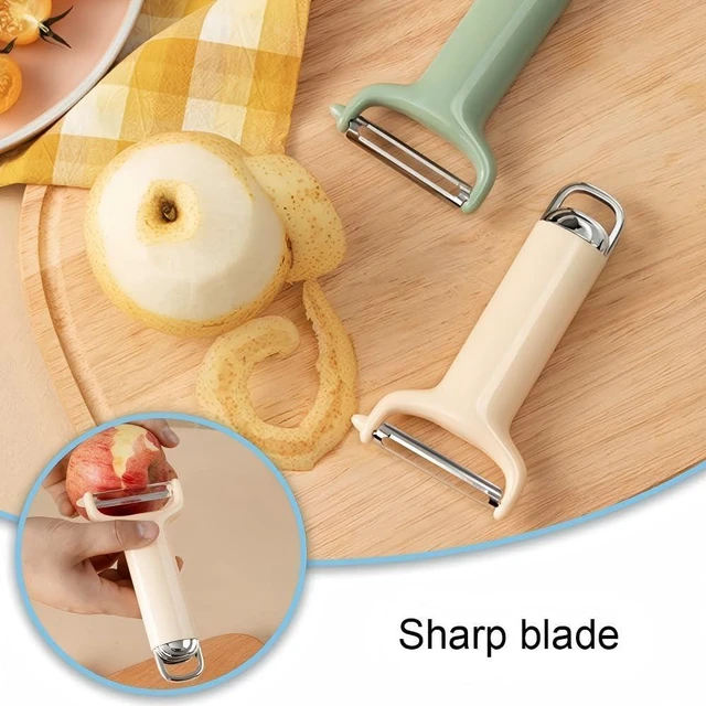 Alt view image 5 of 7 - Beige Vegetable Peeler, Stainless Steel Blade, Ergonomic Y-Handle, Multi-Purpose for Potatoes, Carrots, Fruits, Kitchen Tool