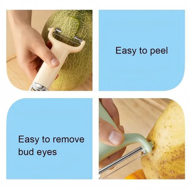 Alt view image 4 of 7 - Beige Vegetable Peeler, Stainless Steel Blade, Ergonomic Y-Handle, Multi-Purpose for Potatoes, Carrots, Fruits, Kitchen Tool