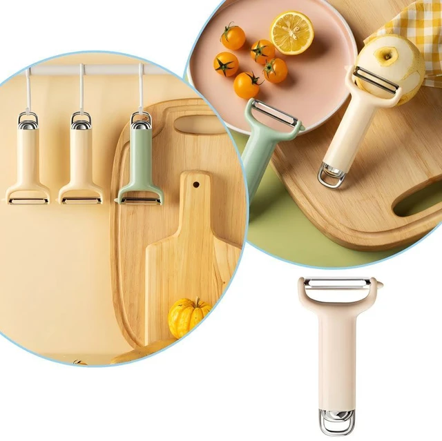 Alt view image 6 of 7 - Beige Vegetable Peeler, Stainless Steel Blade, Ergonomic Y-Handle, Multi-Purpose for Potatoes, Carrots, Fruits, Kitchen Tool