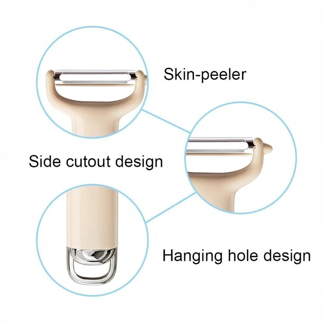 Alt view image 3 of 7 - Beige Vegetable Peeler, Stainless Steel Blade, Ergonomic Y-Handle, Multi-Purpose for Potatoes, Carrots, Fruits, Kitchen Tool