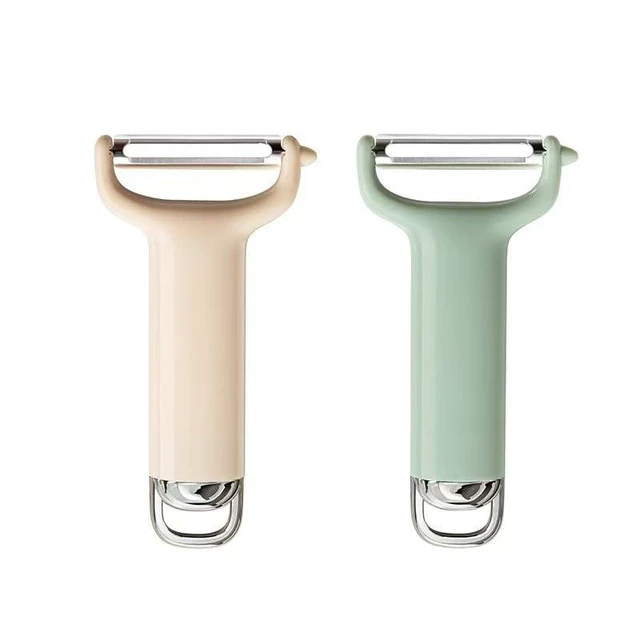 Alt view image 7 of 7 - Beige Vegetable Peeler, Stainless Steel Blade, Ergonomic Y-Handle, Multi-Purpose for Potatoes, Carrots, Fruits, Kitchen Tool