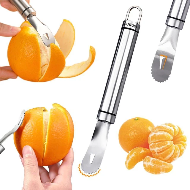 Main image of Orange Peelers Orange Peeler Tool Citrus Peeler Stainless Steel Slicer Cutter Peeler Remover Humanized Design Handle Serrated Curved Spade Blade Triangular-shaped Slip Blade Fruit Tools Kitchen Gadget