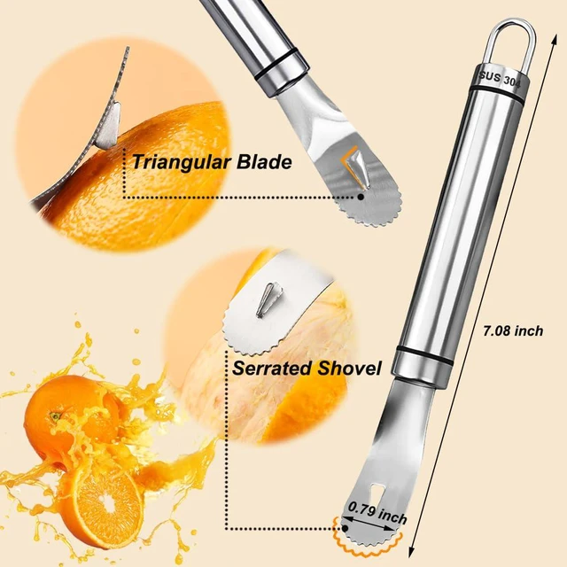 Alt view image 2 of 7 - Orange Peelers Orange Peeler Tool Citrus Peeler Stainless Steel Slicer Cutter Peeler Remover Humanized Design Handle Serrated Curved Spade Blade Triangular-shaped Slip Blade Fruit Tools Kitchen Gadget