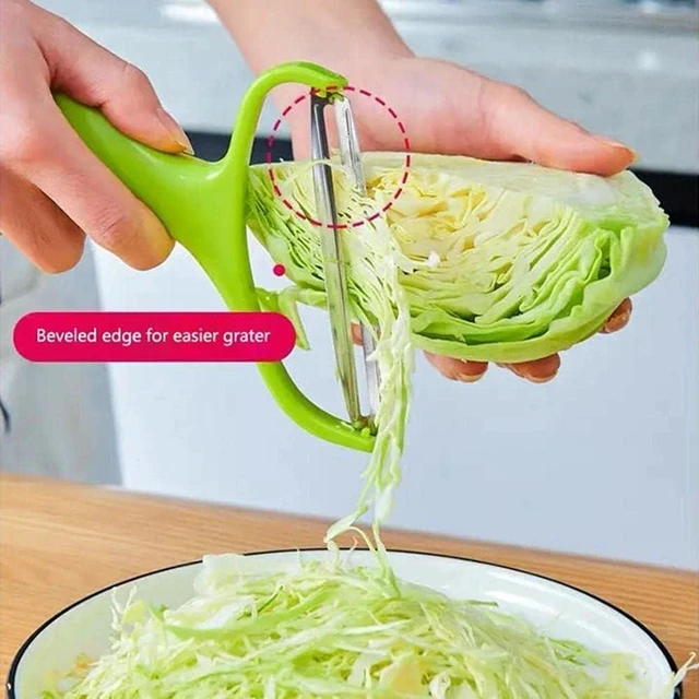 Alt view image 5 of 7 - Green Cabbage Shredder,Vegetable Cutter Cabbage Slicer,Stainless Steel Fruit Vegetable Potato Peeler Graters Kitchen Must Have for Home Restaurants Kitchen Utensils (18 * 12cm)
