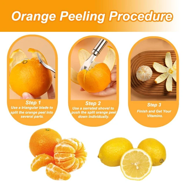 Alt view image 3 of 7 - Orange Peelers Orange Peeler Tool Citrus Peeler Stainless Steel Slicer Cutter Peeler Remover Humanized Design Handle Serrated Curved Spade Blade Triangular-shaped Slip Blade Fruit Tools Kitchen Gadget