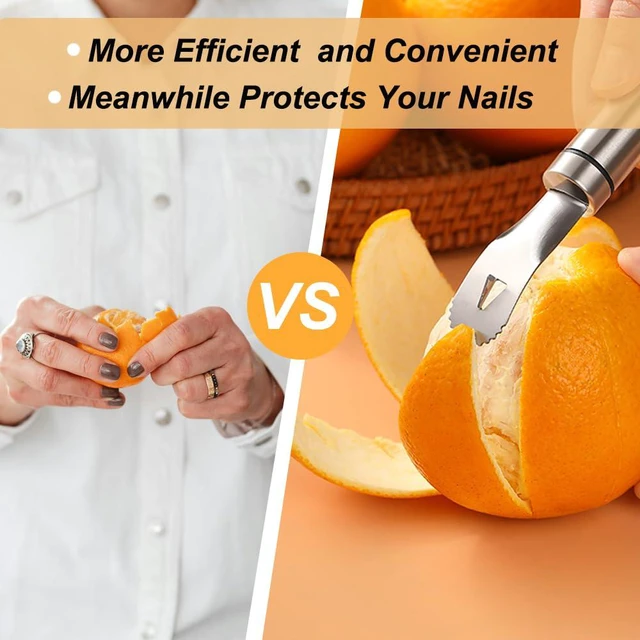 Alt view image 4 of 7 - Orange Peelers Orange Peeler Tool Citrus Peeler Stainless Steel Slicer Cutter Peeler Remover Humanized Design Handle Serrated Curved Spade Blade Triangular-shaped Slip Blade Fruit Tools Kitchen Gadget