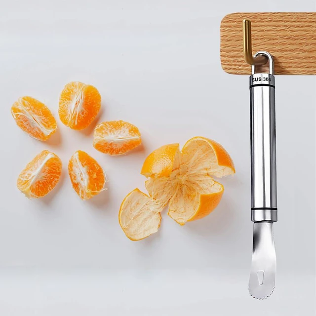 Alt view image 6 of 7 - Orange Peelers Orange Peeler Tool Citrus Peeler Stainless Steel Slicer Cutter Peeler Remover Humanized Design Handle Serrated Curved Spade Blade Triangular-shaped Slip Blade Fruit Tools Kitchen Gadget