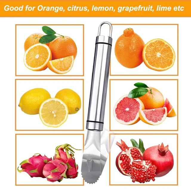 Alt view image 7 of 7 - Orange Peelers Orange Peeler Tool Citrus Peeler Stainless Steel Slicer Cutter Peeler Remover Humanized Design Handle Serrated Curved Spade Blade Triangular-shaped Slip Blade Fruit Tools Kitchen Gadget