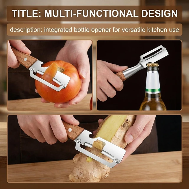 Alt view image 6 of 6 - Multifunctional Vegetable Peeler Swivel Blade For Fruit Veggie Peeling | Sharp Stainless Steel Blade, Can Open Bottles, Ergonomic Grip