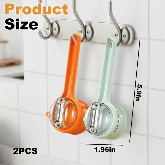 Alt view image 2 of 7 - Fruit Peeler, Vegetable Peeler with Container, 2 PCS Peelers for Kitchen, Efficient Veggie Peeler with Catcher, Orange and Green